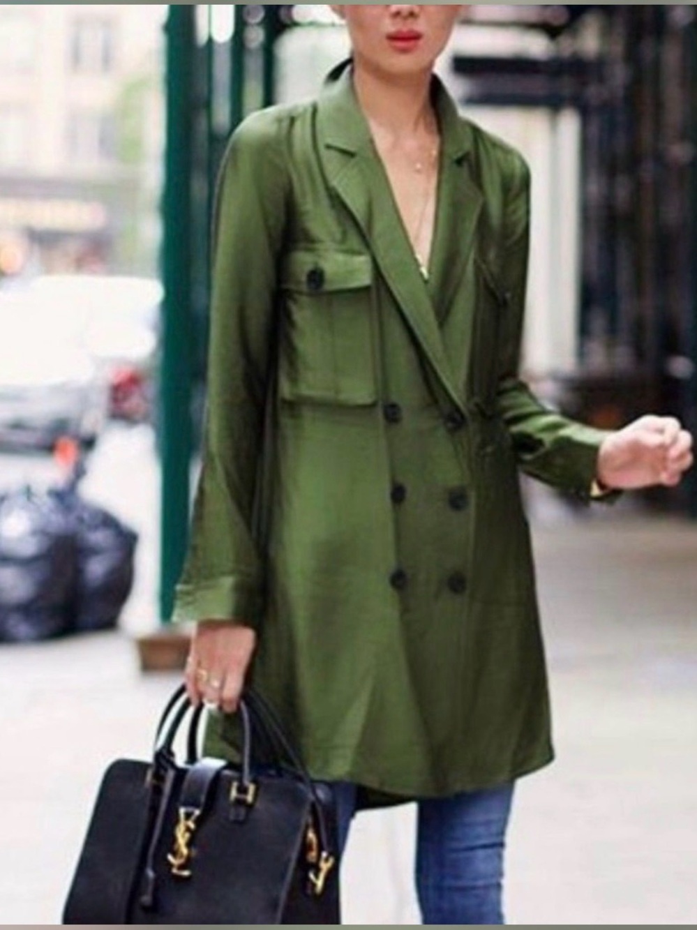 Marissa Webb Olive Green Double-Breasted Women's Blazer